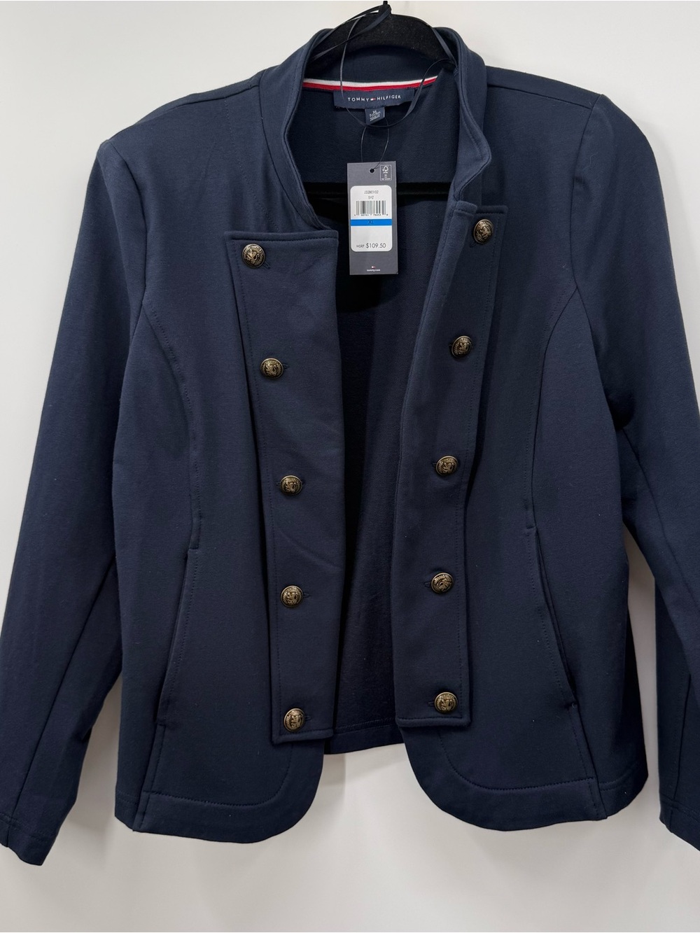 Tommy Hilfiger Navy Double-Breasted Military Blazer